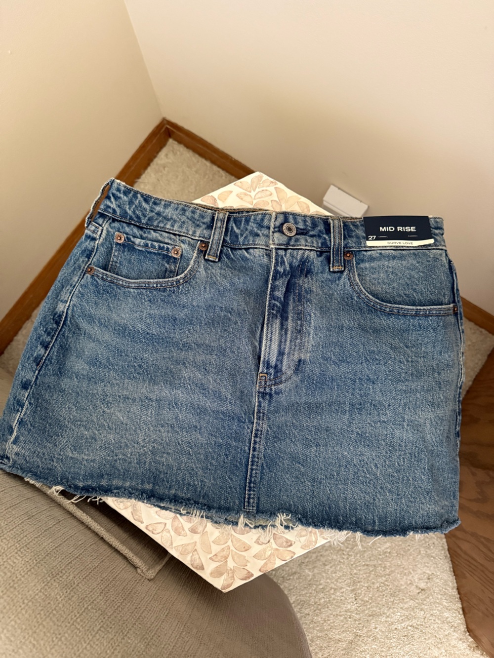 Abercrombie & Fitch Mid Rise Blue Denim Mini Skort